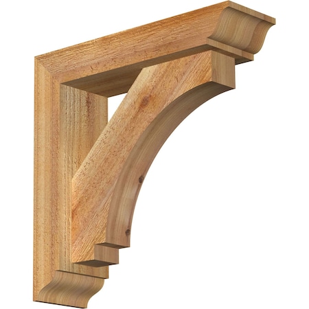 Ekena Millwork Imperial Traditional Rough Sawn Bracket w/ Offset Brace, Western Red Cedar, 4"W x 14"D x 14"H BKT0402X14X14IMP01RWR